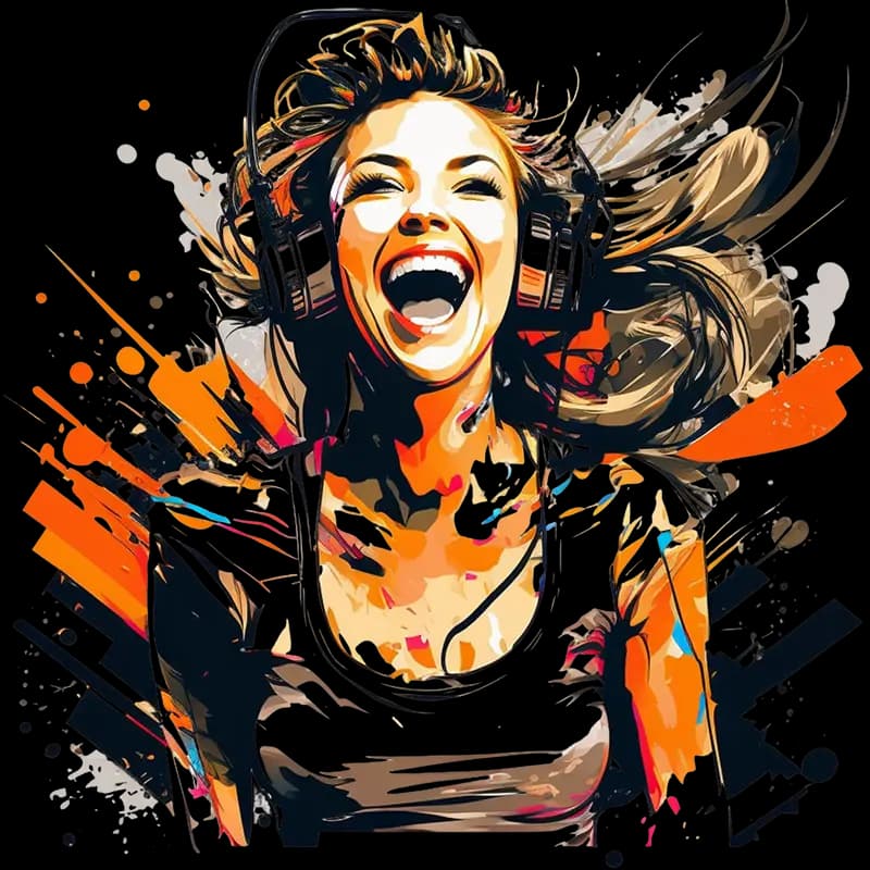 Chica con Audífonos escuchando música